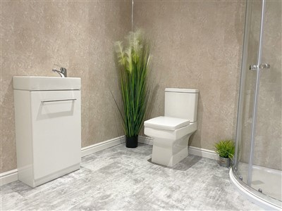 1 Meter breites beiges Beton-Matt-PVC-Wandpaneel für Dusche und Badezimmer