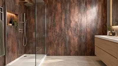 1 Meter breites Cooper Metallic-Matt-PVC-Wandpaneel für Dusche und Badezimmer