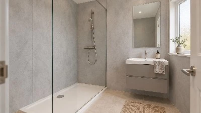 1 Meter breite graue Beton-PVC-Wandplatte für Dusche und Badezimmer
